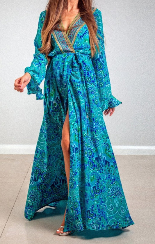 Inoa Blue Atlantis Luxe Silk Robe