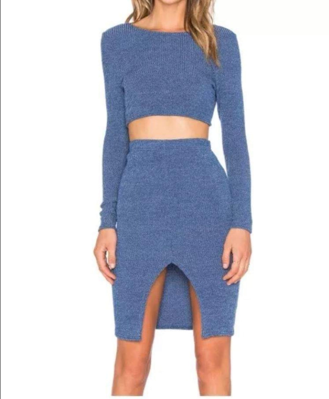 Toby Heart Ginger Co-Ord skirt crop top set blue
